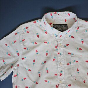 Brooklyn Cloth Button down Popsicle Bomb Pop Shirt July 4th red blue white